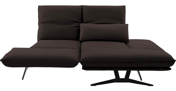 ECKSOFA in Echtleder Braun  - Schwarz/Braun, Design, Leder/Metall (210/130cm) - Dieter Knoll