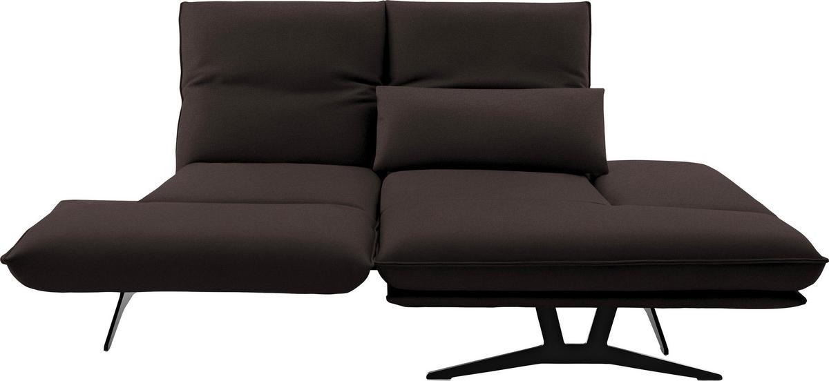 ECKSOFA in Echtleder Braun  - Schwarz/Braun, Design, Leder/Metall (210/130cm) - Dieter Knoll
