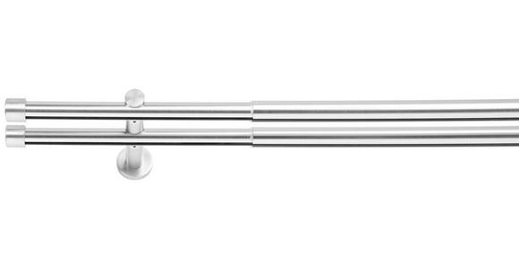 VORHANGSCHIENE - Grau Hochglanz, Basics, Metall (210/13,5/4,7cm) - Homeware