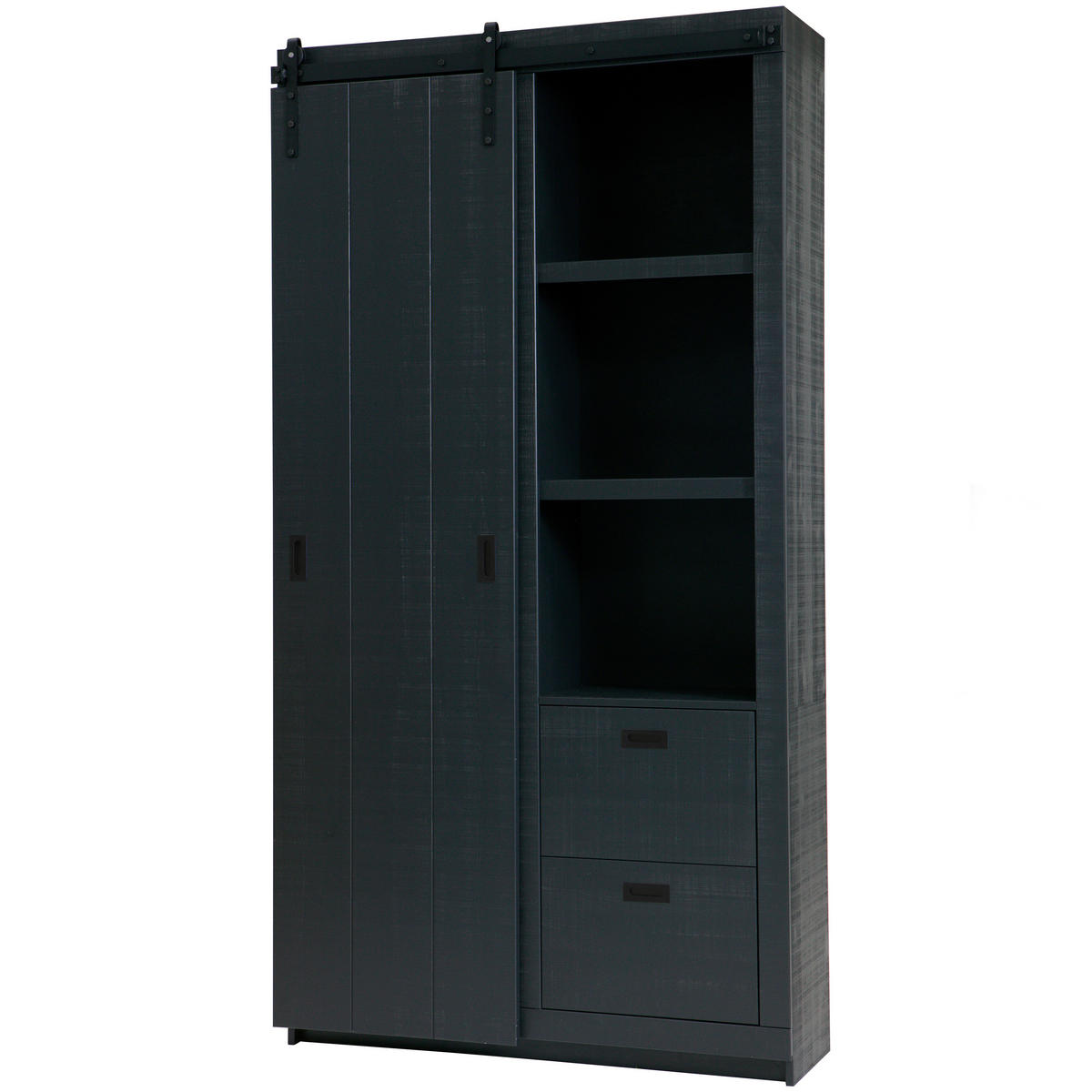 MEHRZWECKSCHRANK 122/230/37 cm  in Schwarz  - Schwarz, Design, Holz/Metall (122/230/37cm) - Livetastic
