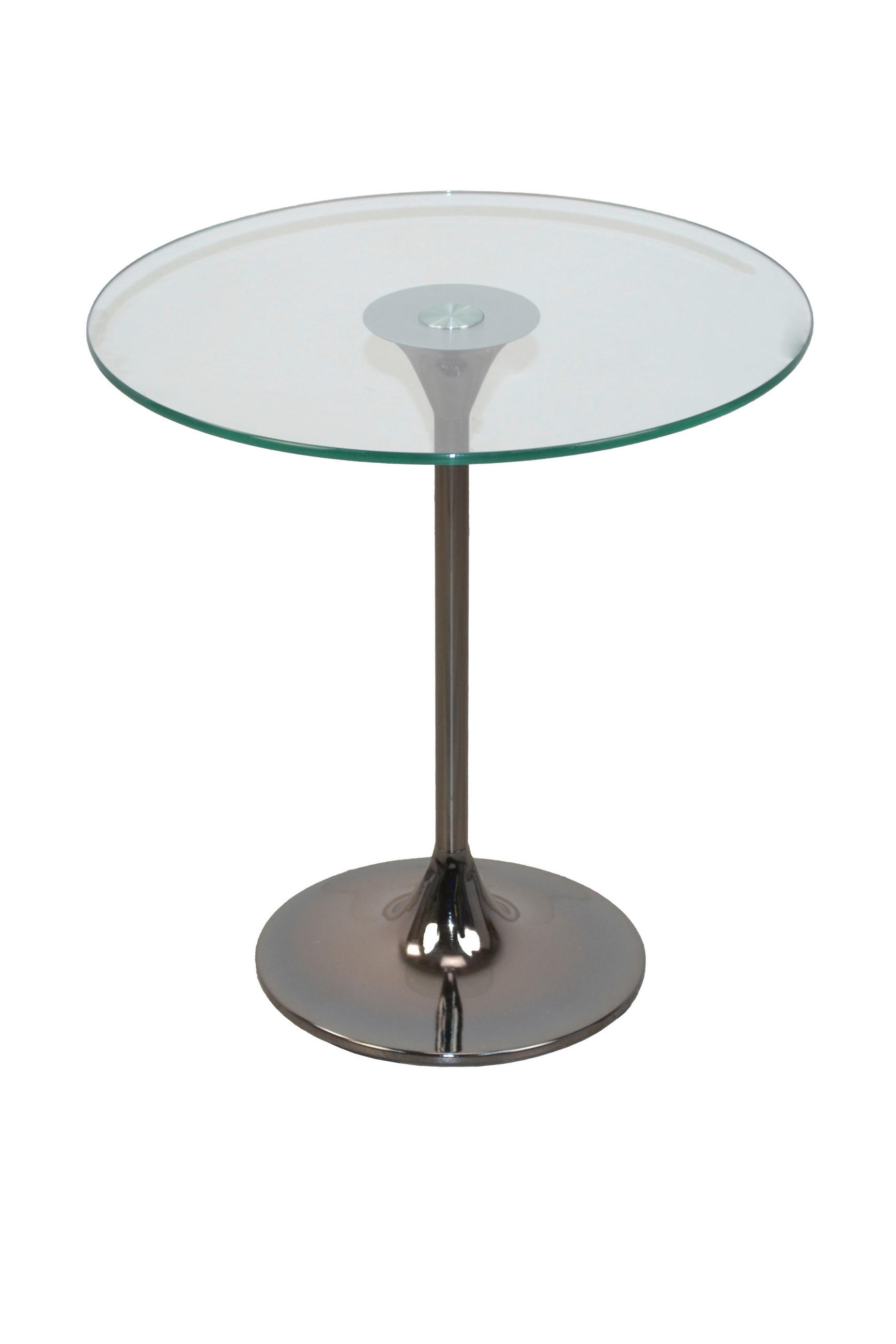 BEISTELLTISCH 45/45/47 cm Nickelfarben rund  - Nickelfarben, Design, Glas/Metall (45/45/47cm) - MID.YOU