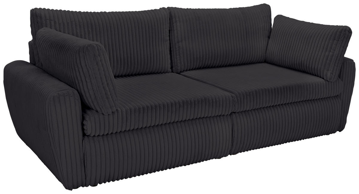 SCHLAFSOFA  mit Stoffauswahl, Liegefunktion, Schlafen auf Sitzhöhe, Rücken echt Cord, Plüsch Schwarz  - Schwarz, MODERN, Kunststoff/Textil (240/90/120cm) - Carryhome