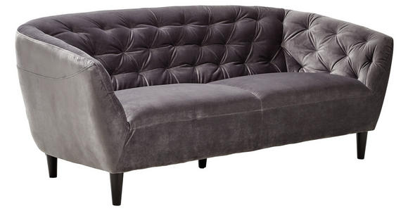 CHESTERFIELD-SOFA in Samt Dunkelgrau  - Dunkelgrau/Schwarz, Trend, Holz/Textil (191/78/84cm) - Ambia Home