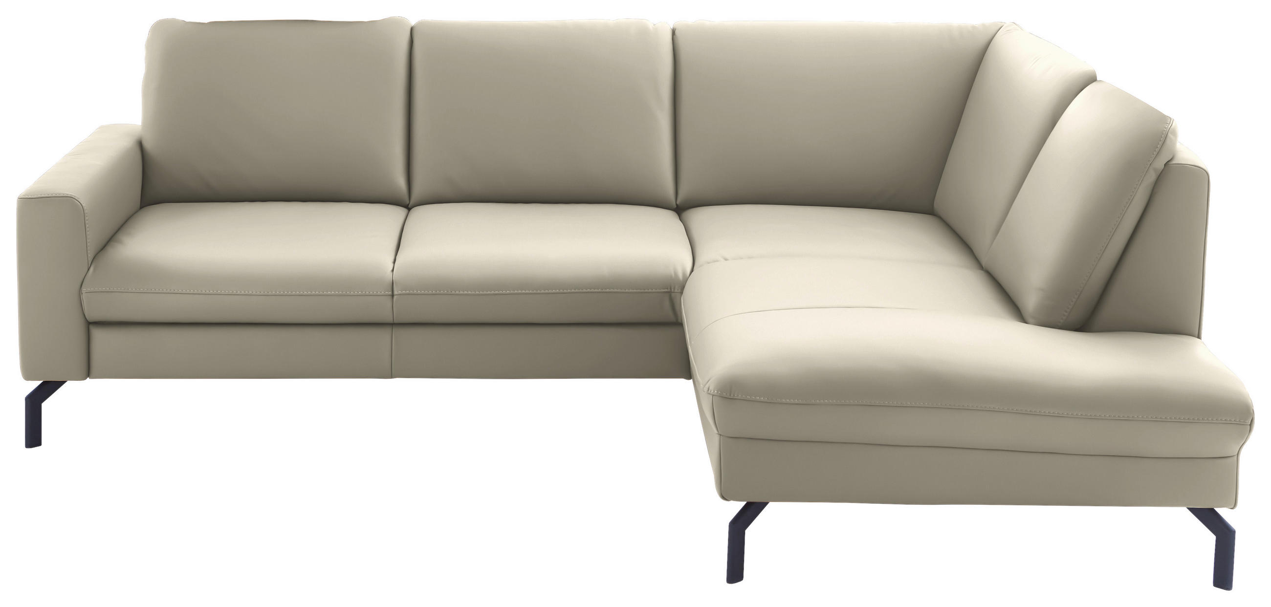 ECKSOFA in Echtleder Ecru  - Ecru/Schwarz, Design, Leder/Metall (250/194cm) - Beldomo Premium