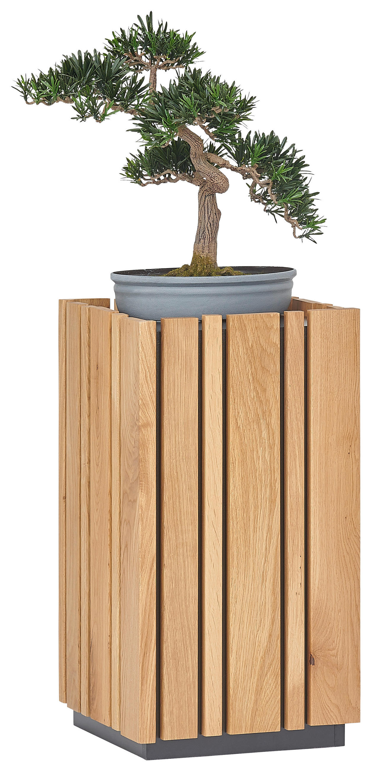 BLUMENSÄULE in Holz, Holzwerkstoff   - Eichefarben, Design, Holz/Holzwerkstoff (31,5/60/31,5cm) - Linea Natura