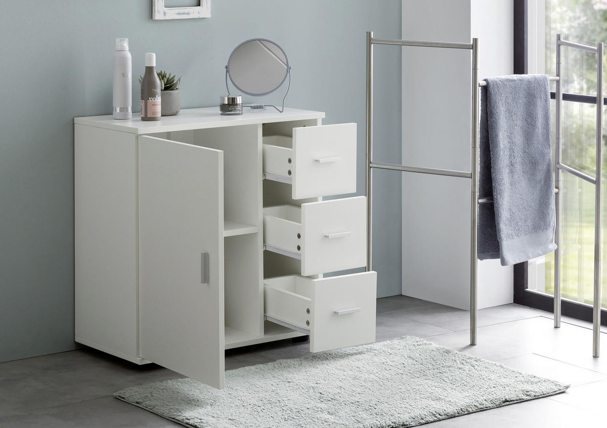 UNTERSCHRANK in   - Weiss/Silberfarben, Basics, Holzwerkstoff/Kunststoff (60/65,5/33cm) - MID.YOU