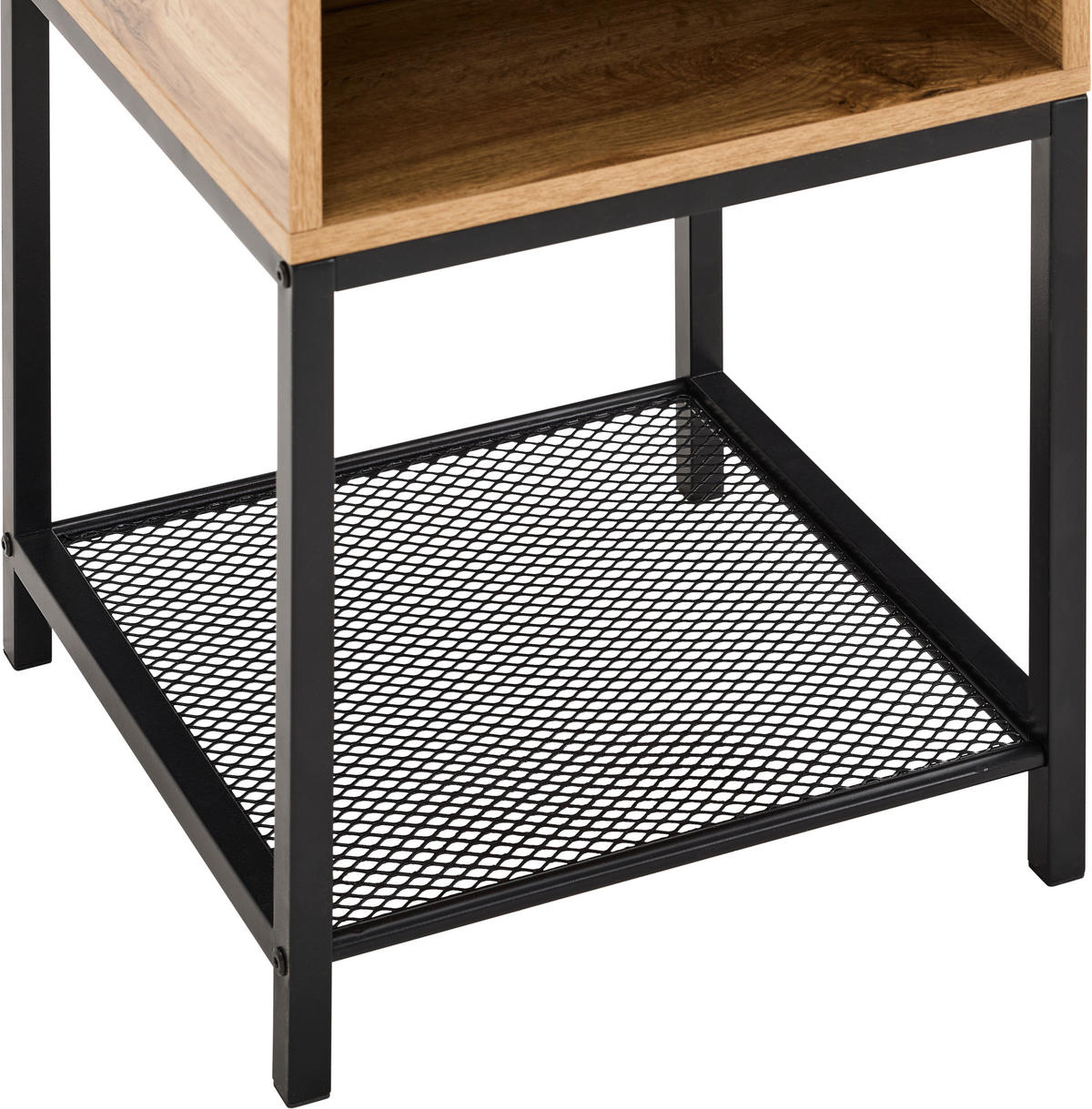 BEISTELLTISCH 40/40/58 cm Naturfarben, Schwarz quadratisch  - Schwarz/Naturfarben, Basics, Holzwerkstoff/Metall (40/40/58cm) - Xora