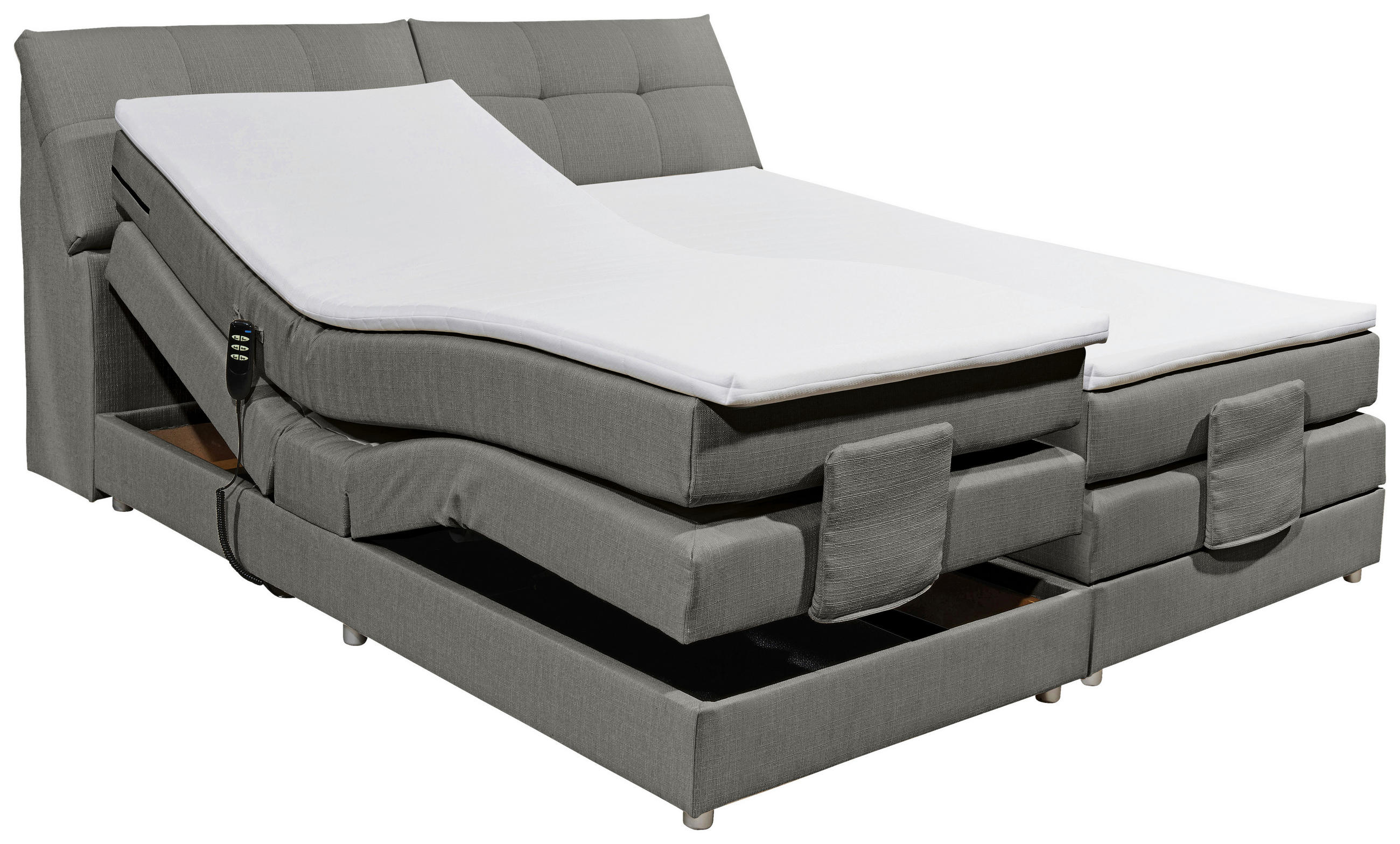 BOXSPRINGBETT 180/200 cm  in Grau  - Silberfarben/Grau, Design, Kunststoff/Textil (180/200cm) - Esposa