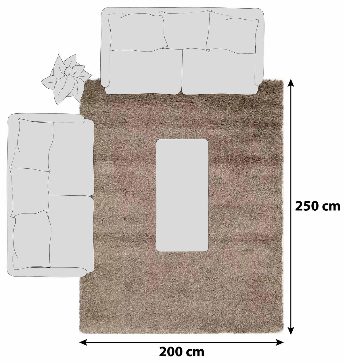 HOCHFLORTEPPICH  Wohnzimmer 200/250 cm FASHION SHAGGY Hellbraun rechteckig  - Hellbraun, Basics, Textil (200/250cm) - Novel