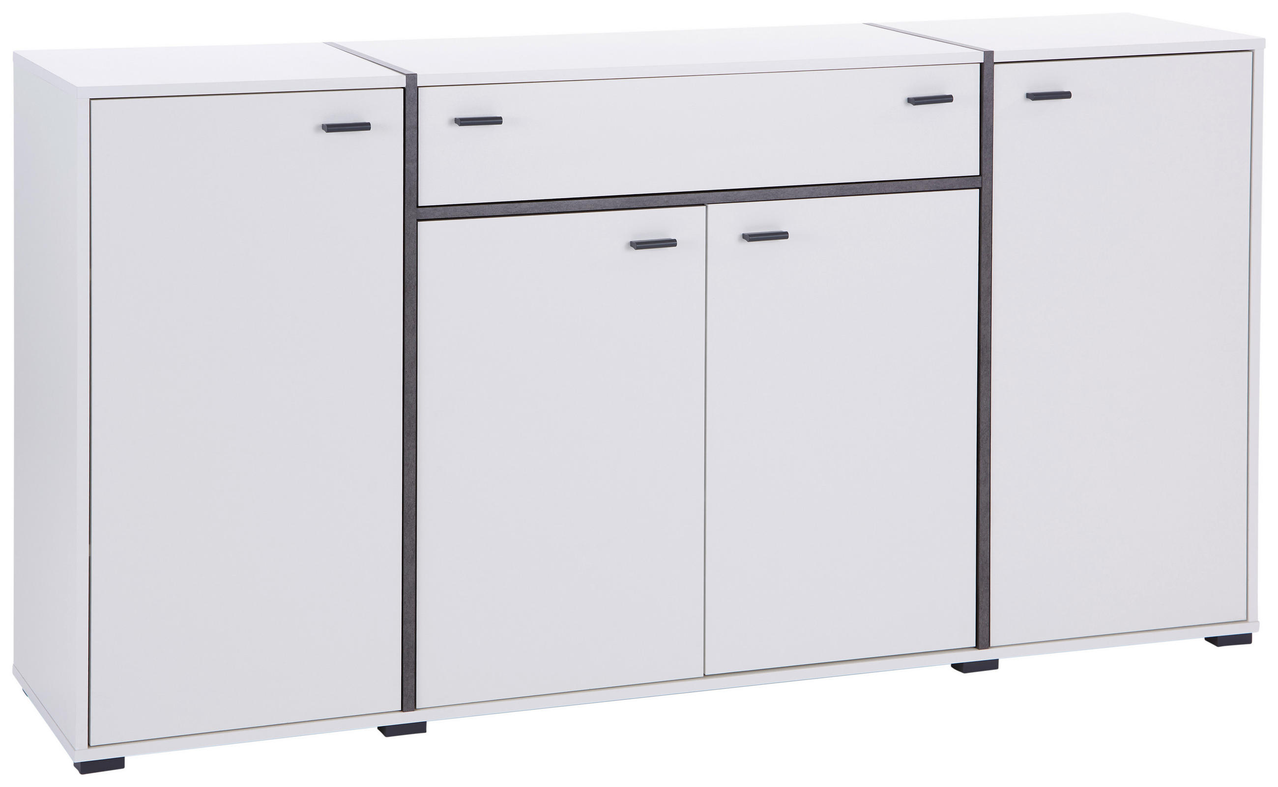 Kommode B: 187,5 Cm Miri, Weiß/betonoptik