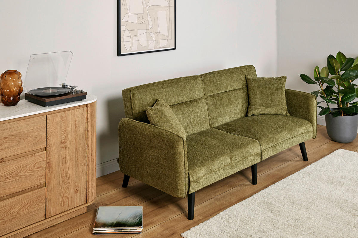 SCHLAFSOFA Bouclé Grün, Opal  - Champagner/Opal, MODERN, Holz/Textil (191/83/84cm) - Livetastic