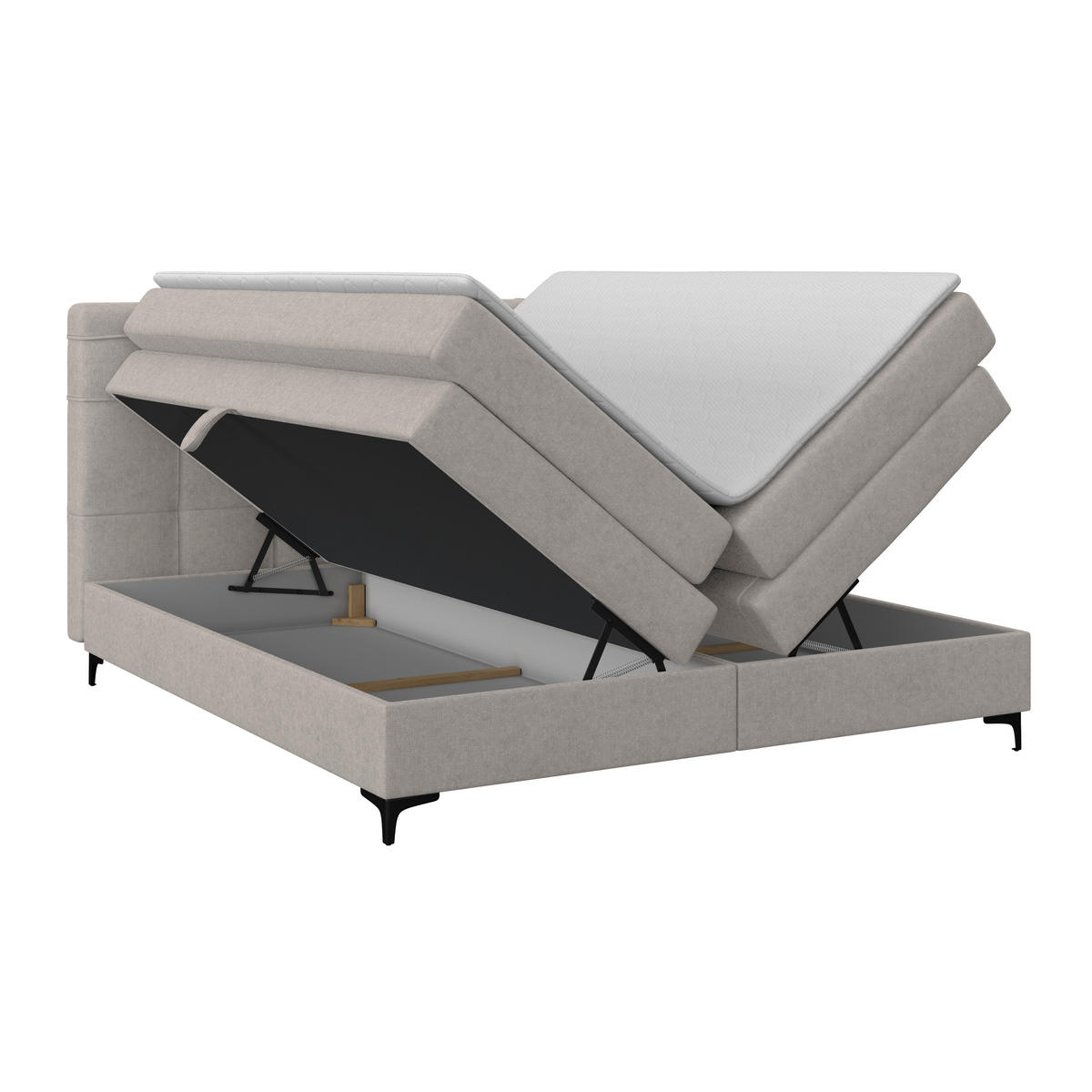 BOXSPRINGBETT 200/200 cm,  in Lavagrau, H3 = fest  - Lavagrau/Schwarz, KONVENTIONELL, Kunststoff/Textil (200/200cm)