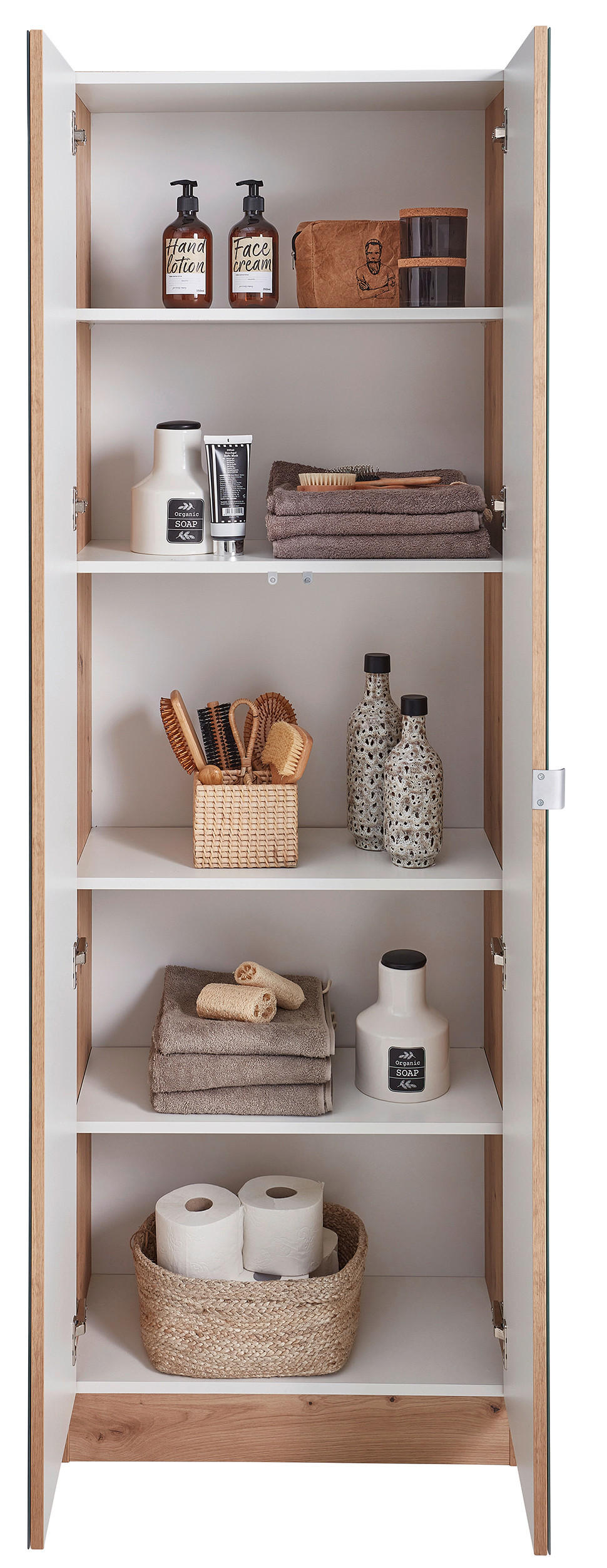 HOCHSCHRANK 65/195,5/33 cm  - Eichefarben, KONVENTIONELL, Glas/Holzwerkstoff (65/195,5/33cm) - Xora