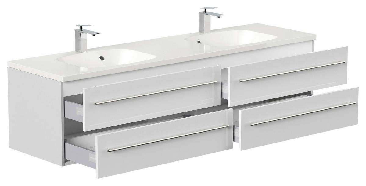 WASCHTISCHKOMBI 180 cm  - Weiß Hochglanz/Weiß, Basics, Holzwerkstoff/Stein (180cm) - MID.YOU