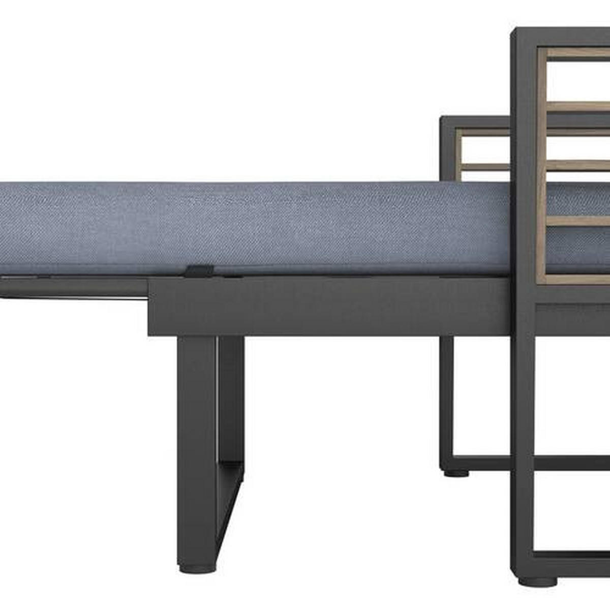SONNENLIEGE 77/101/200 cm Teakholz  - Schwarz, MODERN, Holz/Metall (77/101/200cm) - Ambia Garden