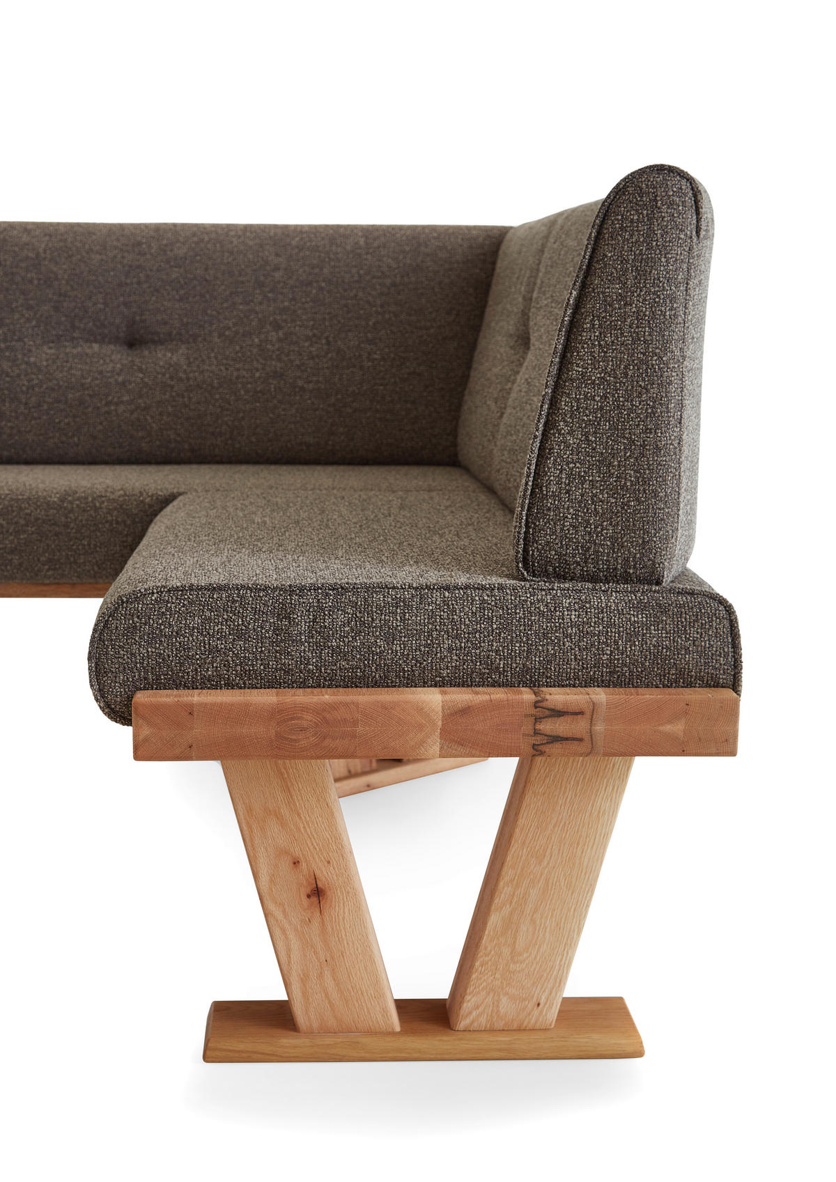 ECKBANK 155/225 cm Jacquard, Flachgewebe Braun Balkeneiche massiv   - Eichefarben/Braun, Natur, Holz/Textil (155/225cm) - Moderano