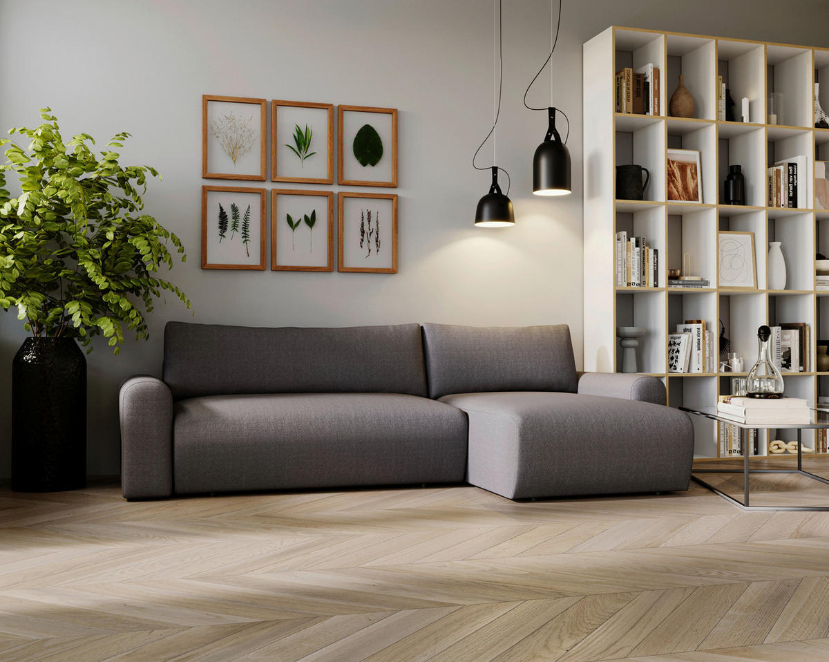 ECKSOFA Anthrazit  - Anthrazit/Creme, Design, Kunststoff/Textil (246/150cm) - Livetastic