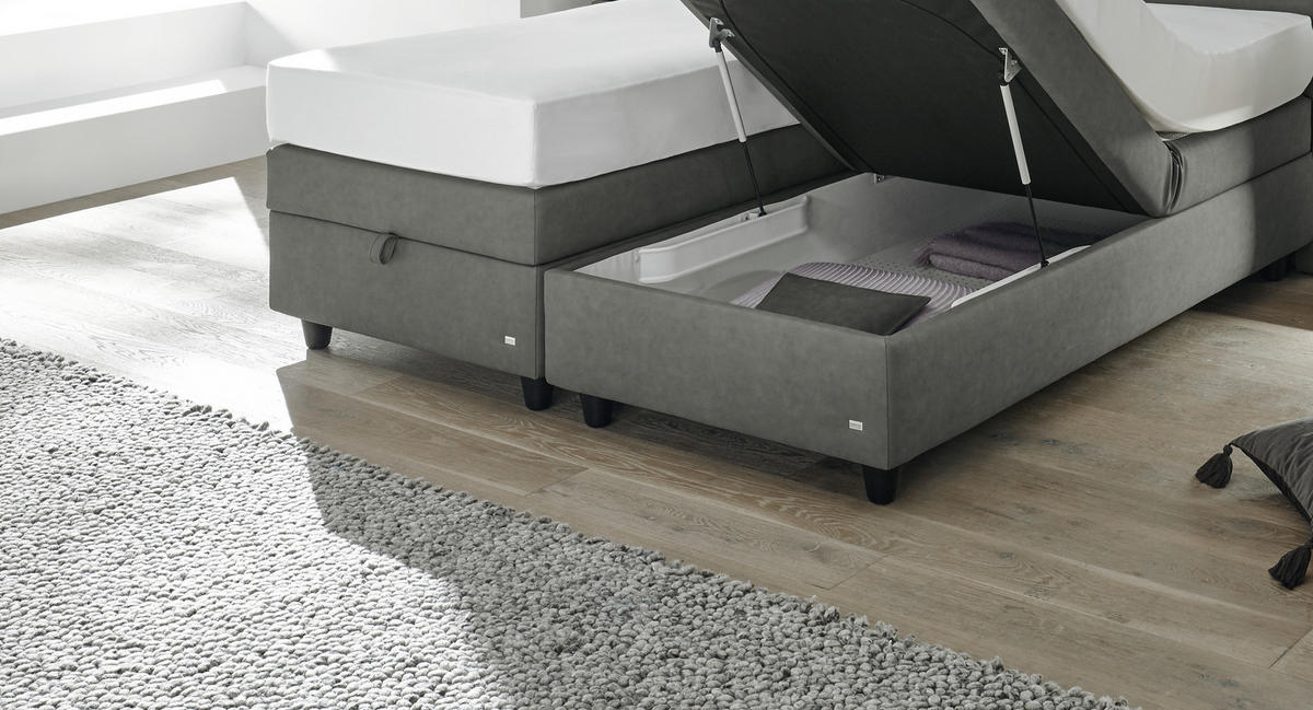BOXSPRINGBETT 160/200 cm  in Grau  - Schwarz/Grau, Konventionell, Kunststoff/Textil (160/200cm) - RUF Betten