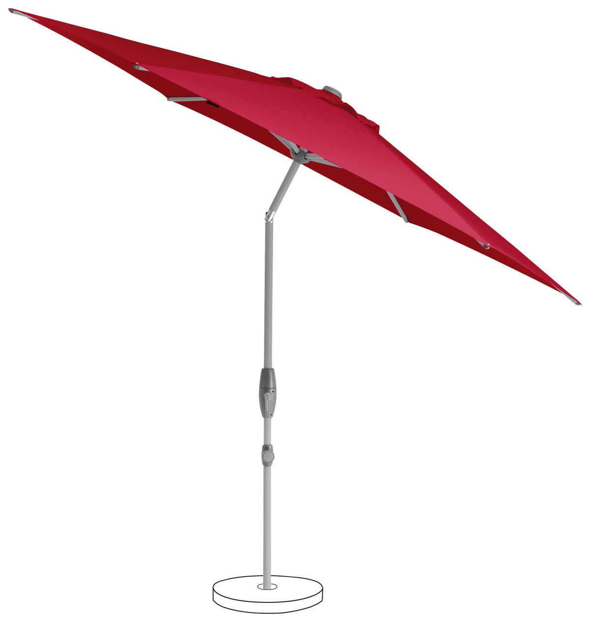 SONNENSCHIRM 330 cm Rot  - Silberfarben/Rot, KONVENTIONELL, Textil/Metall (330/330cm) - Suncomfort by Glatz