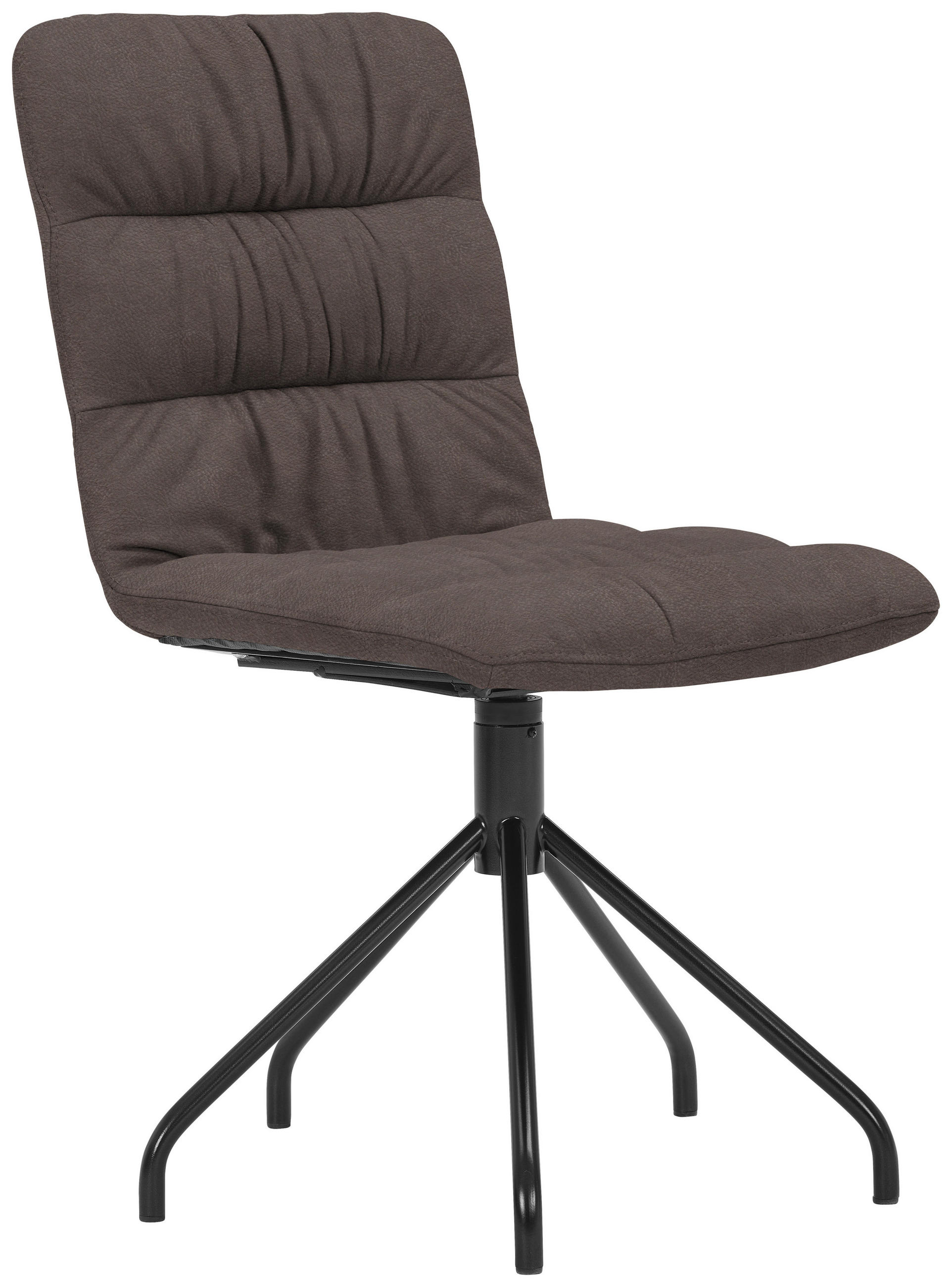 STUHL  in Stahl Echtleder naturbelassen Metall, Leder  - Graubraun/Schwarz, Design, Leder/Metall (52/90/60cm) - Bacher