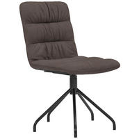 STUHL  in Stahl Echtleder naturbelassen Metall, Leder  - Graubraun/Schwarz, Design, Leder/Metall (52/90/60cm) - Bacher