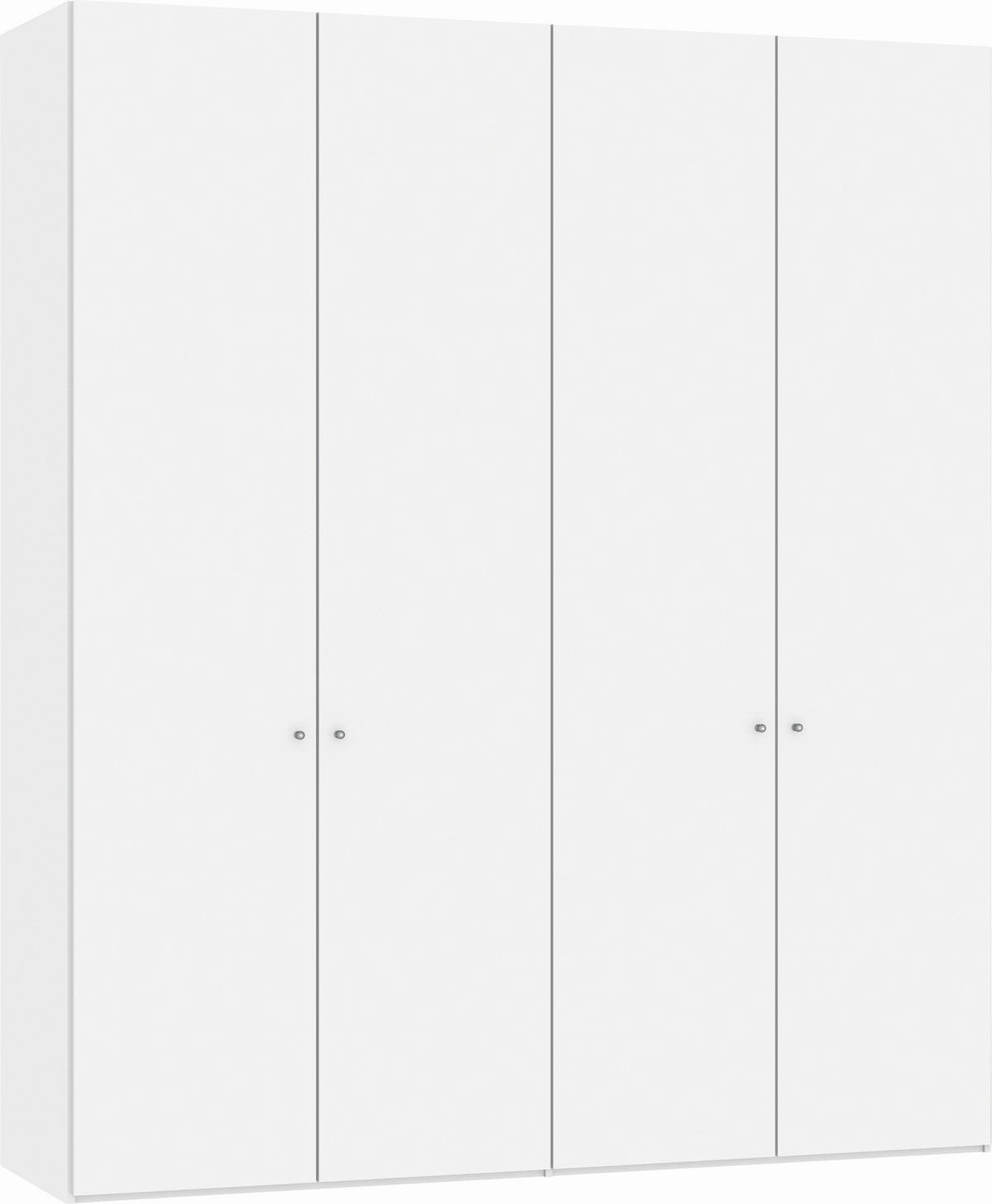 DREHTÜRENSCHRANK 203/236/59 cm,  in Weiß, 4-türig  - Silberfarben/Weiß, Design, Glas/Holzwerkstoff (203/236/59cm) - Jutzler