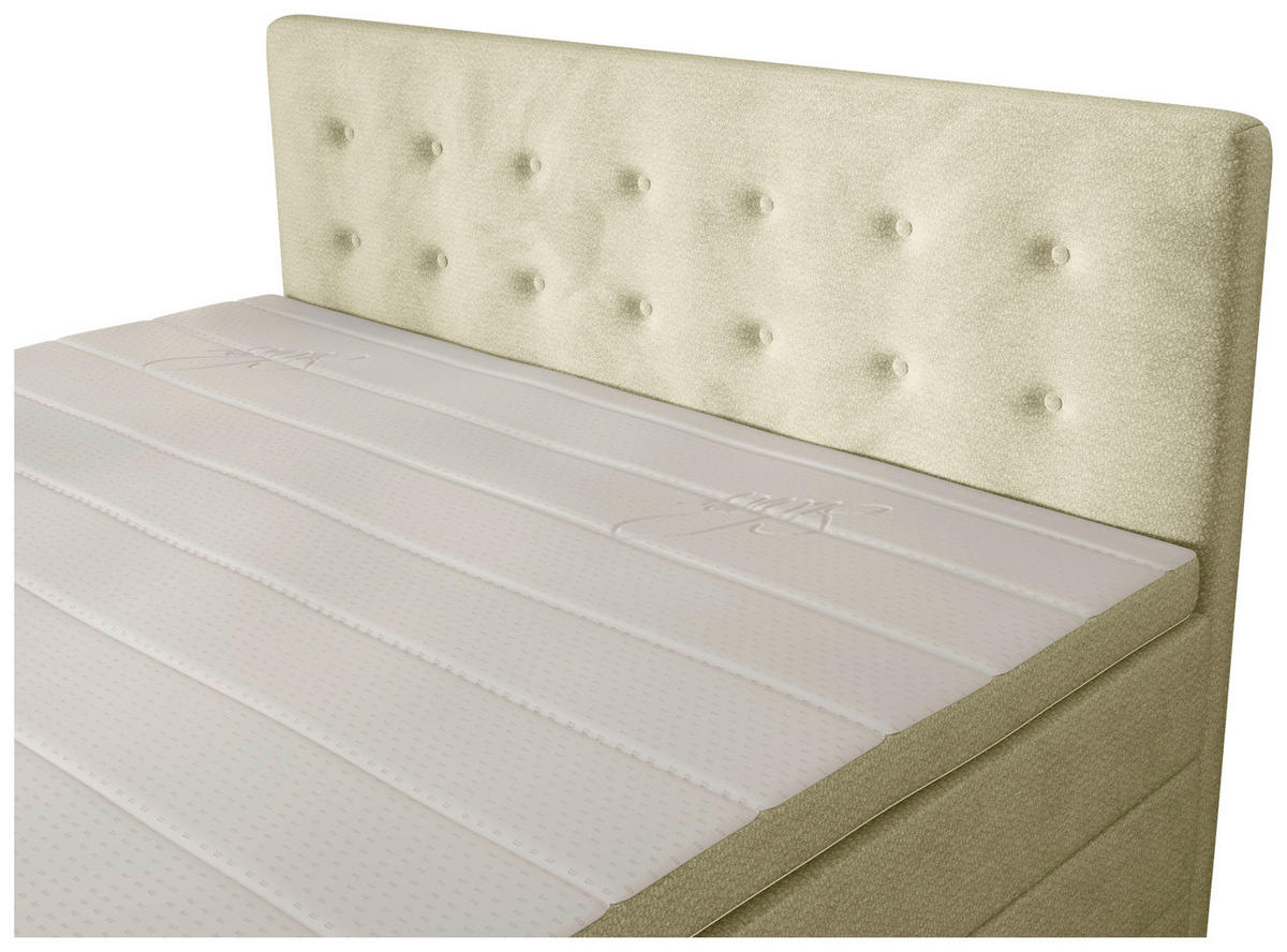 BOXSPRINGBETT 200/200 cm,  in Beige, gepolstertes Kopfteil, Bettkasten, Topper, Matratzen, H3 + H4 = fest + sehr fest  - Beige/Schwarz, KONVENTIONELL, Kunststoff/Textil (200/200cm) - Chameo