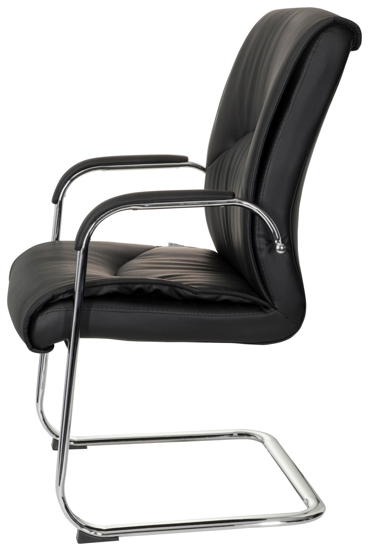 BESÖKSSTOL  i läderimitation svart, kromfärg  - kromfärg/svart, Modern, metall/textil (58/108/71cm) - MID.YOU