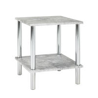BEISTELLTISCH 39/39/45 cm Grau, Chromfarben quadratisch  - Chromfarben/Grau, Basics, Holzwerkstoff/Metall (39/39/45cm)