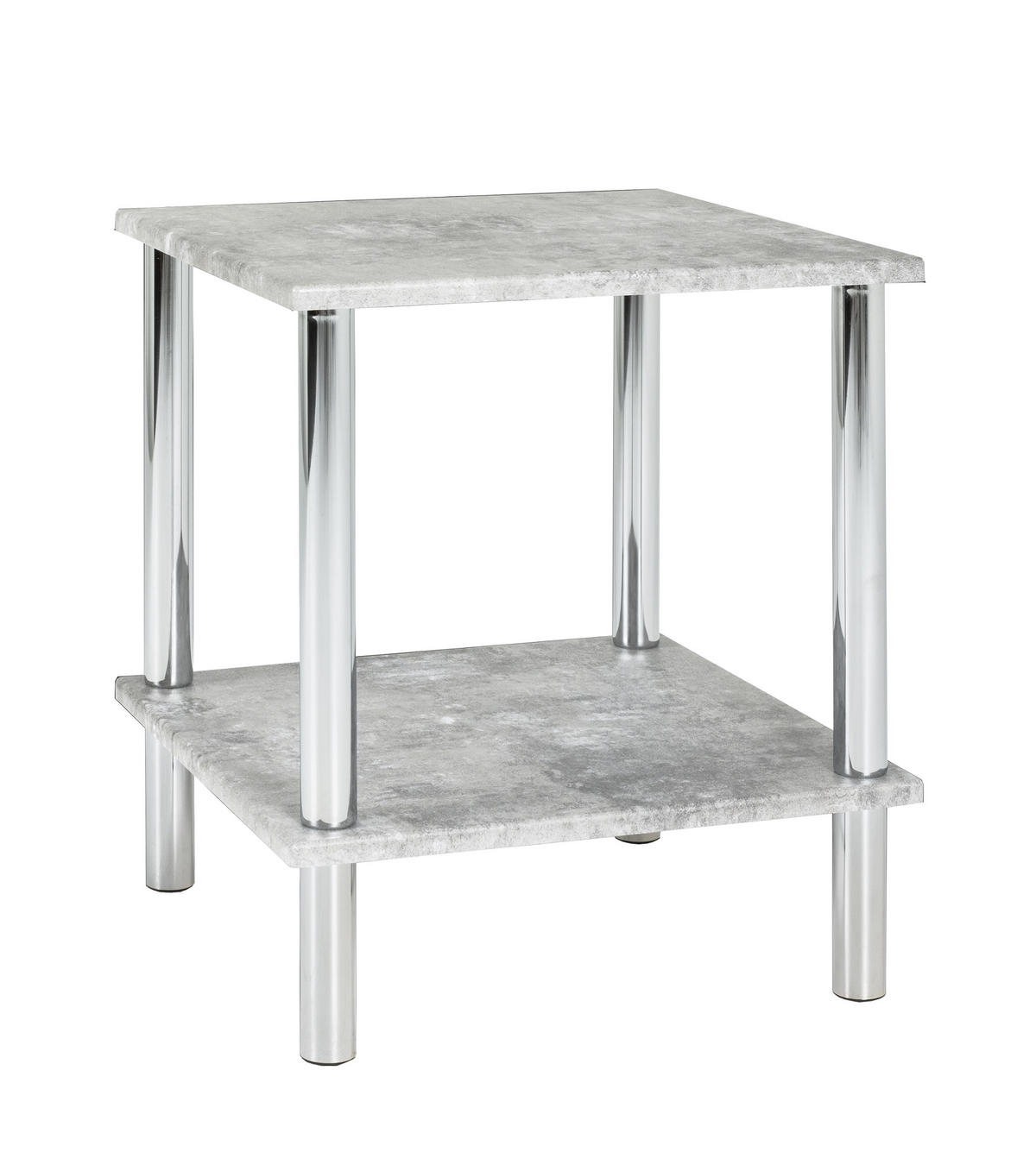 BEISTELLTISCH 39/39/45 cm Grau, Chromfarben quadratisch  - Chromfarben/Grau, Basics, Holzwerkstoff/Metall (39/39/45cm)