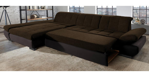 ECKSOFA in Mikrofaser Braun  - Schwarz/Braun, Design, Textil/Metall (341/204cm) - Xora