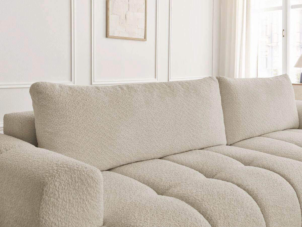 ECKSCHLAFSOFA FUJI Bouclé Beige  inkl.  - Beige/Schwarz, MODERN, Kunststoff/Textil (292/160cm)