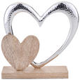 DEKOHERZ - Silberfarben/Braun, Natur, Holz/Metall (21/21/6,5cm) - Ambia Home