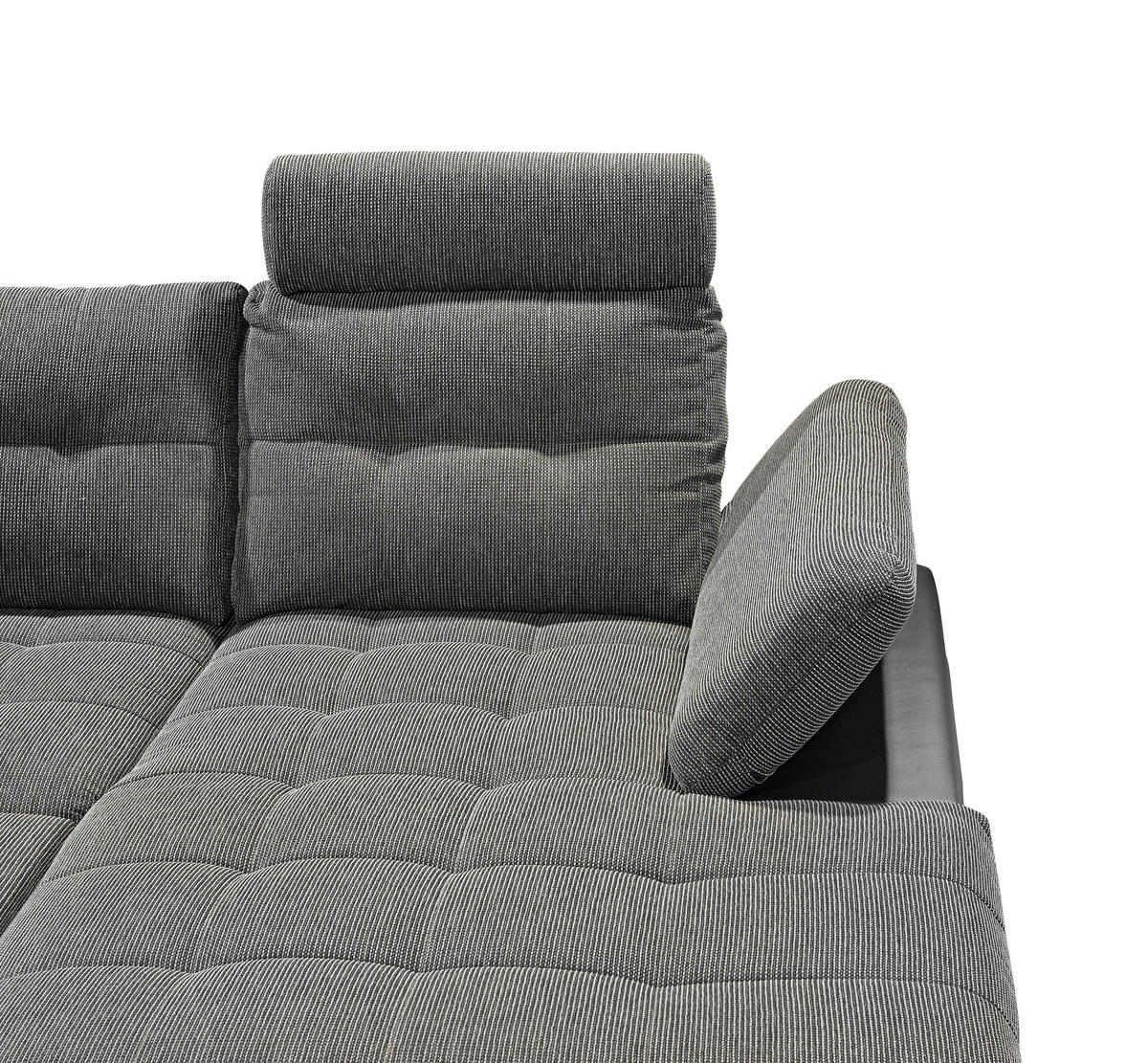 WOHNLANDSCHAFT Grau, Schwarz Webstoff  - Chromfarben/Schwarz, Design, Kunststoff/Textil (218/324/170cm) - MID.YOU