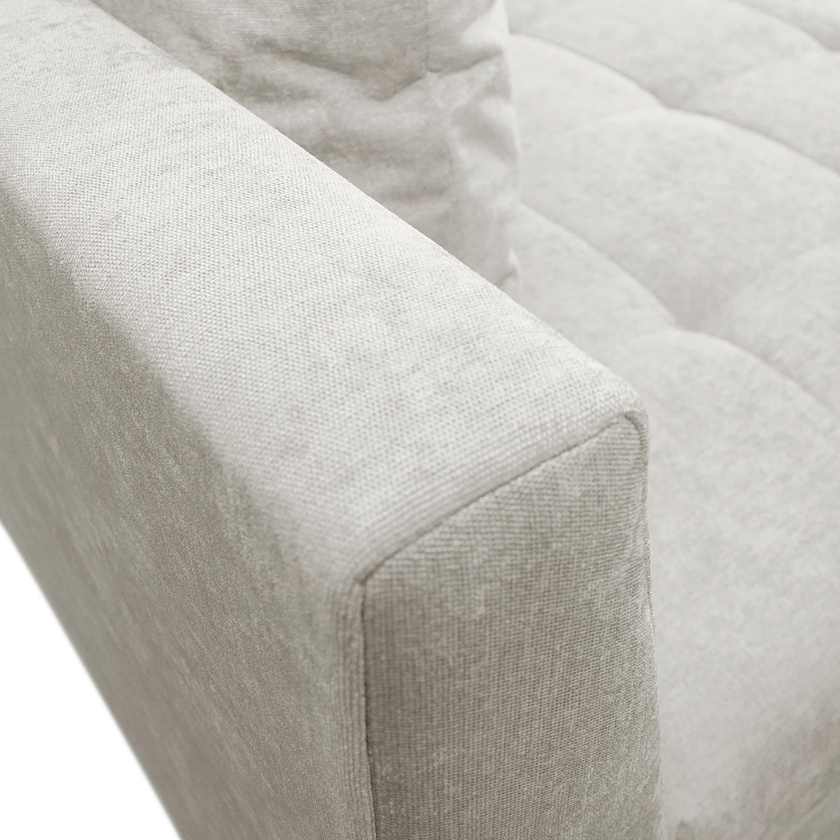 Ecksofa inkl. Hocker in Flachgewebe Hellgrau  - Hellgrau/Schwarz, Design, Holz/Textil (174/247cm) - MID.YOU