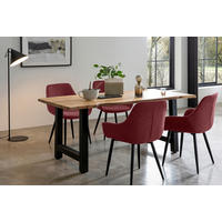 TISCHGRUPPE Naturfarben, Beere  - Beere/Naturfarben, MODERN, Holz/Textil (160/85/76,5cm) - Livetastic