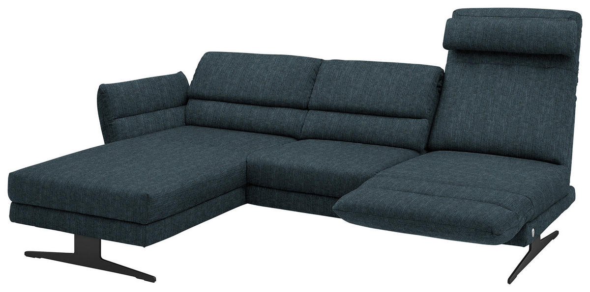 ECKSOFA in Flachgewebe Petrol  - Petrol/Schwarz, Design, Textil/Metall (176-217/279-327cm) - Dieter Knoll