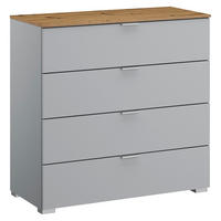 KOMMODE 80/81/42 cm  in Grau, Eichefarben  - Eichefarben/Alufarben, Trend, Holzwerkstoff/Kunststoff (80/81/42cm) - Stylife