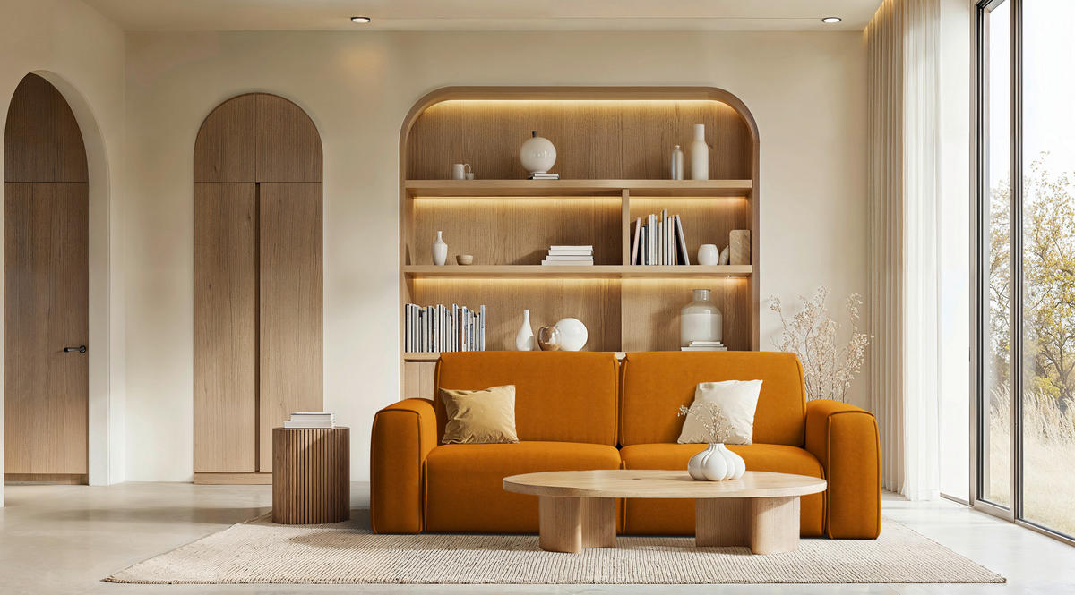 SCHLAFSOFA Tuzzi  mit Schlafen auf Sitzhöhe Velours Orange  - Schwarz/Orange, Basics, Kunststoff/Textil (252/94/105cm) - Livetastic