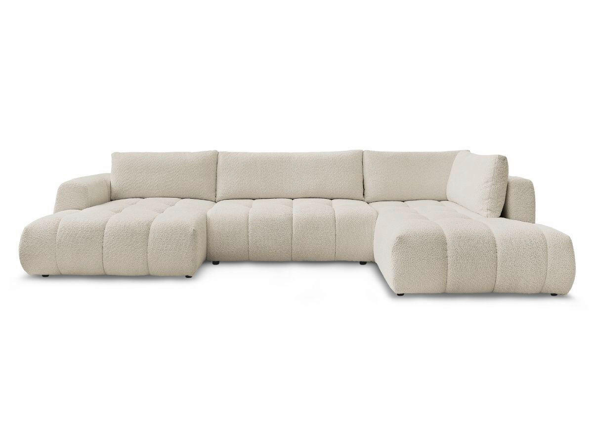 WOHNLANDSCHAFT  FUJI  Beige Bouclé  - Beige/Schwarz, MODERN, Kunststoff/Textil (160/377/204cm)