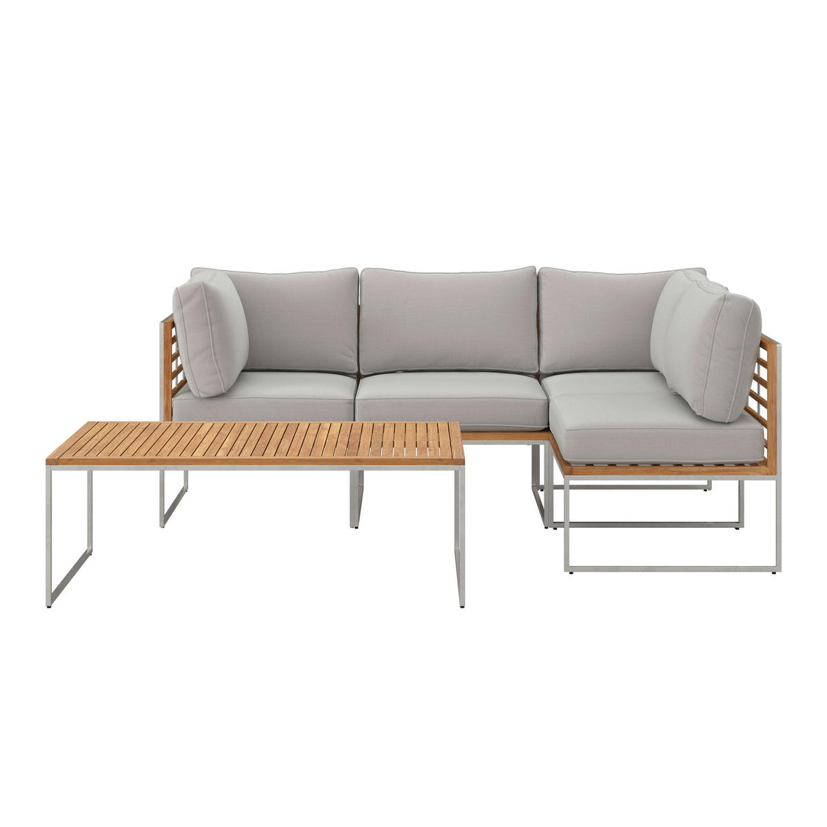 LOUNGEGARNITUR   Edelstahl  - Edelstahlfarben/Hellgrau, MODERN, Textil/Metall - Ambia Garden