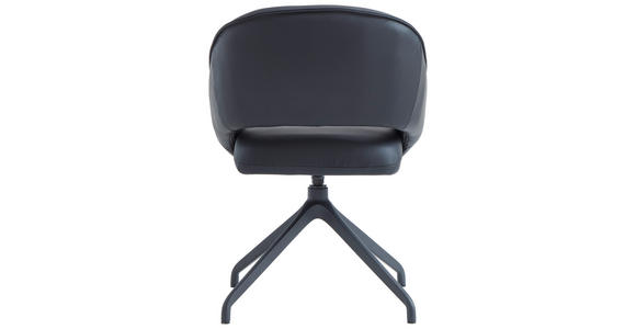 ARMLEHNSTUHL  Sitzfläche 360° drehbar, automatische Rückholfunktion  Echtleder  - Schwarz, Design, Leder/Metall (61/81/66cm) - Dieter Knoll