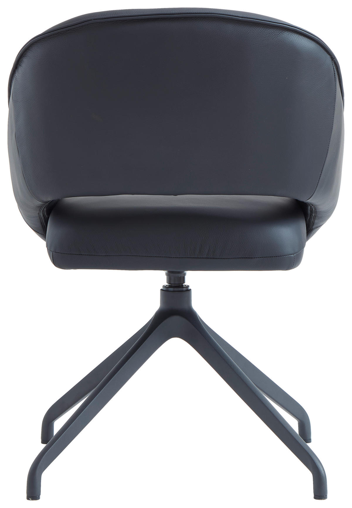 ARMLEHNSTUHL  Sitzfläche 360° drehbar, automatische Rückholfunktion  Echtleder  - Schwarz, Design, Leder/Metall (61/81/66cm) - Dieter Knoll