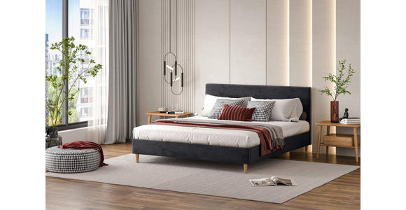 BOXBETT 160/200 cm in Anthrazit - Anthrazit, KONVENTIONELL, Holz/Textil (160/200cm) - Carryhome
