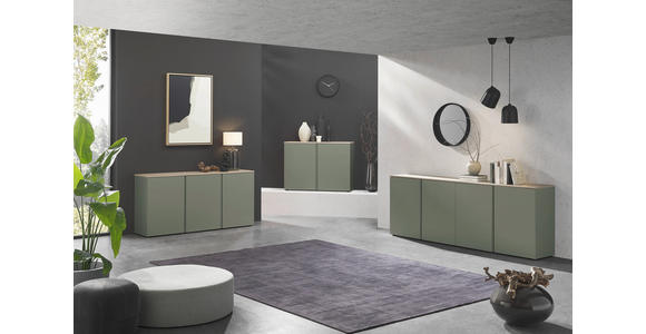 SIDEBOARD  in 120,2/89/43 cm  - Eichefarben/Schwarz, Design, Holzwerkstoff/Kunststoff (120,2/89/43cm) - Voleo