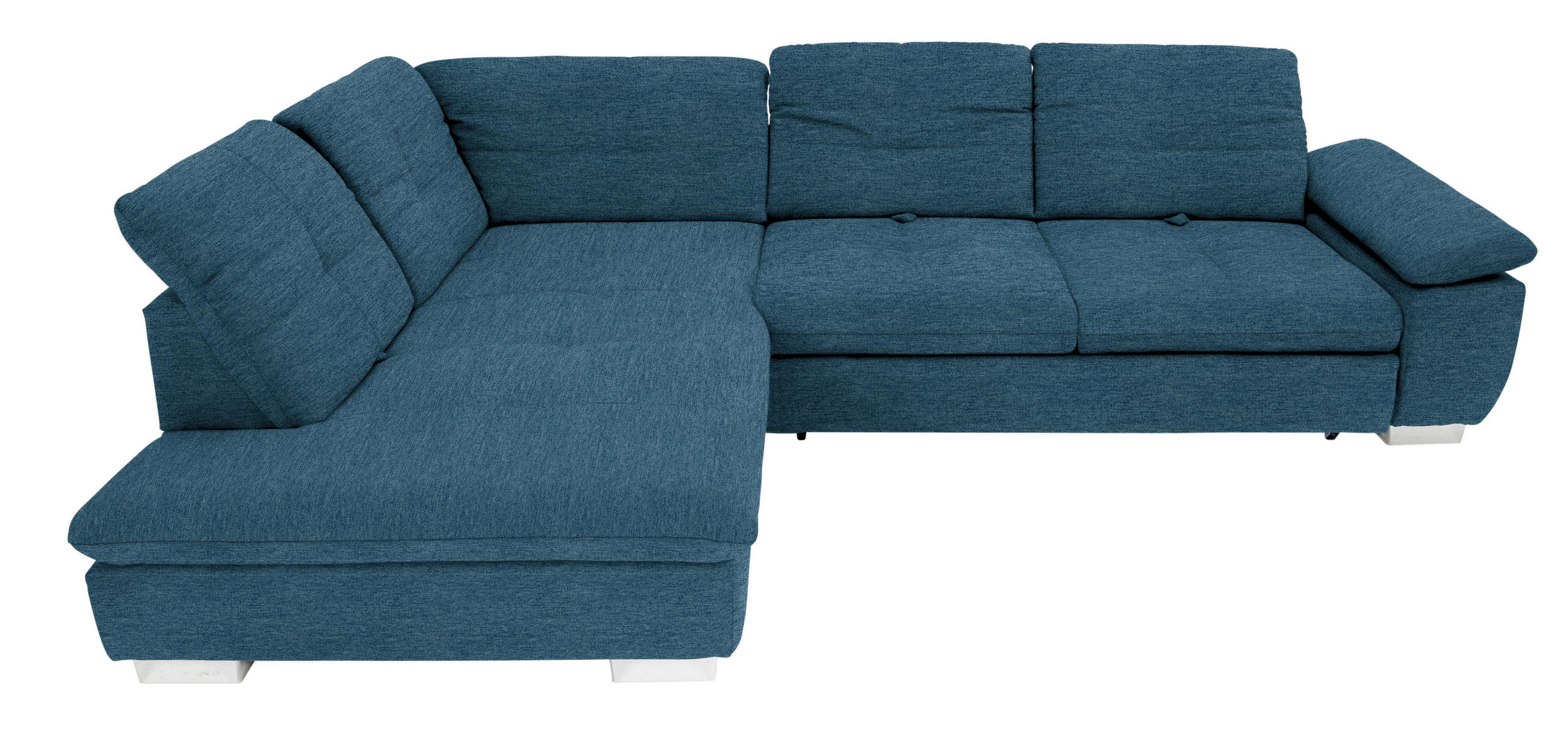 ECKSOFA in Chenille Dunkelblau  242/313 cm  - Chromfarben/Dunkelblau, Design, Textil (242/313cm) - Xora