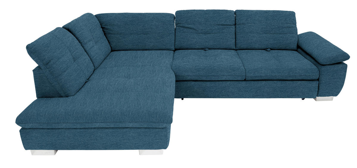 ECKSOFA in Chenille Dunkelblau  242/313 cm  - Chromfarben/Dunkelblau, Design, Textil (242/313cm) - Xora