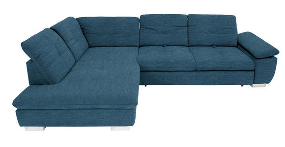 ECKSOFA in Chenille Blau  - Chromfarben/Blau, Design, Textil (242/313cm) - Xora