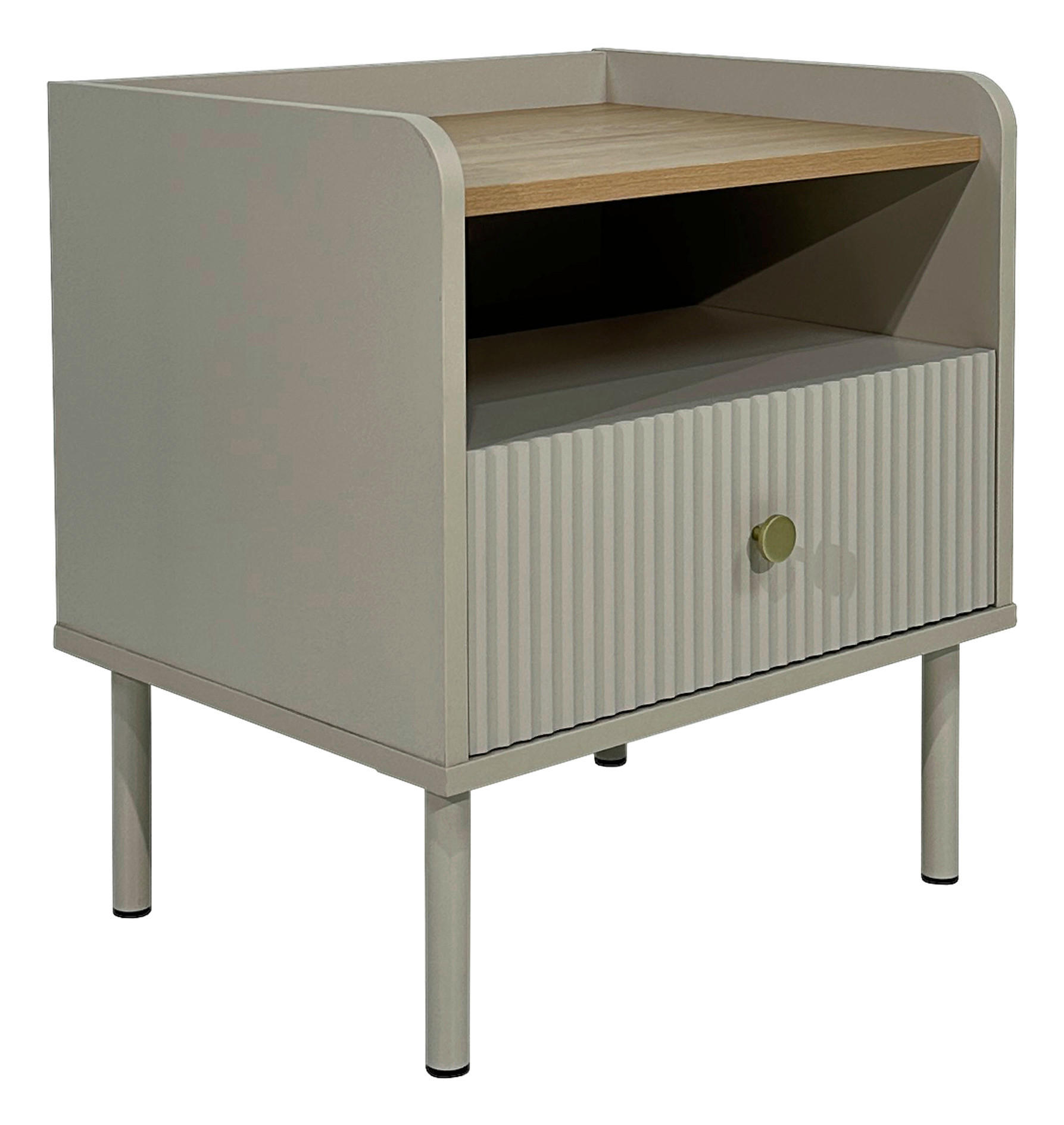 Milino Nachtschrank Snow Eiche, Hellgrau 50x54x40 cm