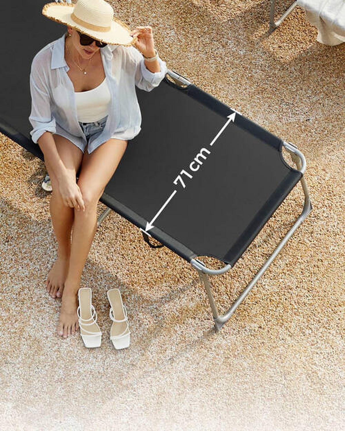 OPALOVACÍ LEHÁTKO kov, textil - černá, Basics, kov/textil (71/38/200cm) - Modante